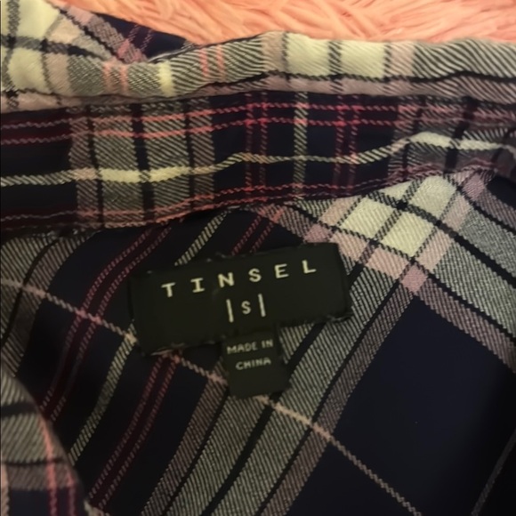 Tinsel Plaid Button-Up Shirt sz Sm - Picture 2 of 7